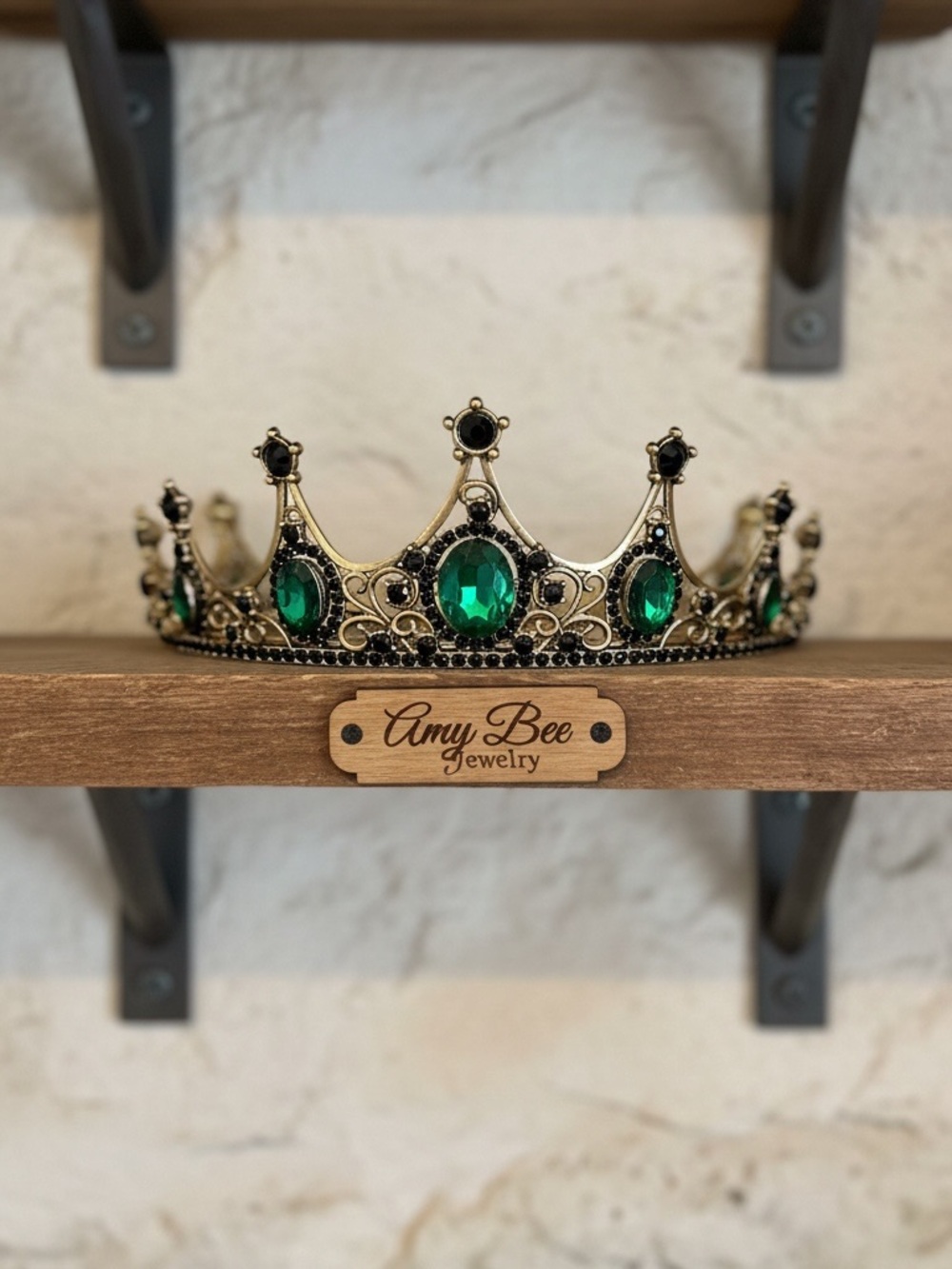 Intricate Design Green, Black and Gold Hair Crown New.